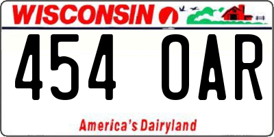 WI license plate 454OAR