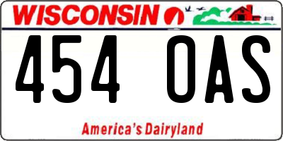 WI license plate 454OAS