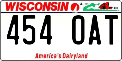 WI license plate 454OAT