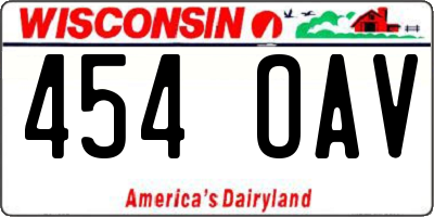 WI license plate 454OAV
