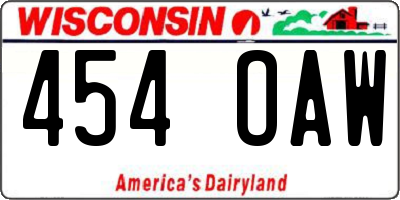 WI license plate 454OAW