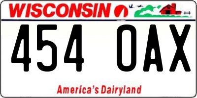 WI license plate 454OAX