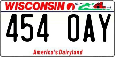 WI license plate 454OAY