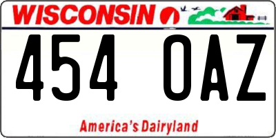 WI license plate 454OAZ
