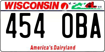 WI license plate 454OBA