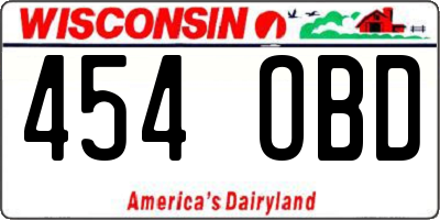 WI license plate 454OBD