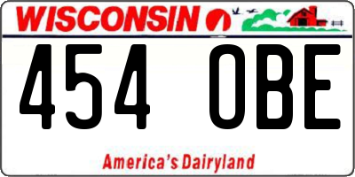WI license plate 454OBE
