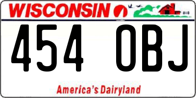 WI license plate 454OBJ