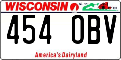 WI license plate 454OBV