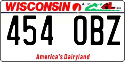 WI license plate 454OBZ