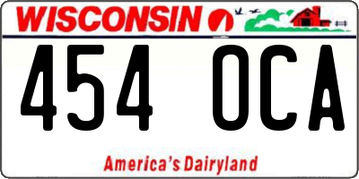 WI license plate 454OCA