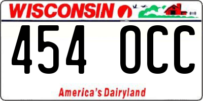 WI license plate 454OCC