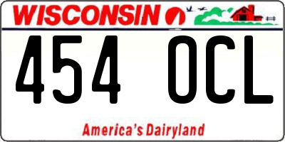 WI license plate 454OCL