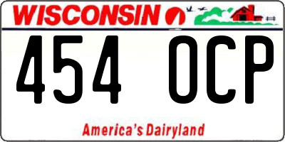 WI license plate 454OCP