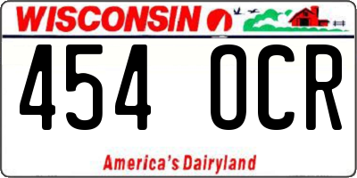 WI license plate 454OCR