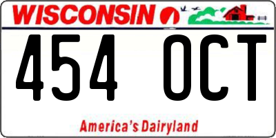 WI license plate 454OCT