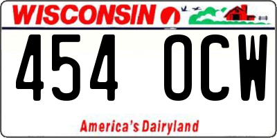 WI license plate 454OCW