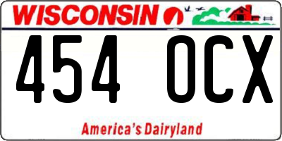 WI license plate 454OCX