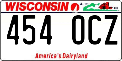 WI license plate 454OCZ