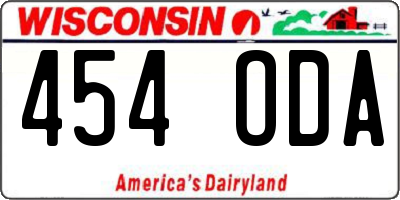 WI license plate 454ODA