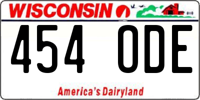 WI license plate 454ODE