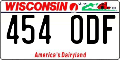 WI license plate 454ODF