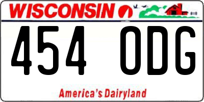 WI license plate 454ODG