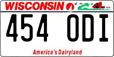 WI license plate 454ODI