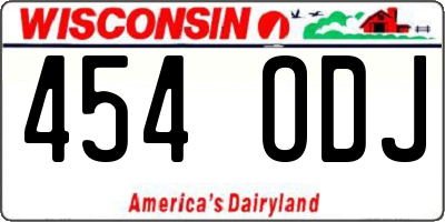 WI license plate 454ODJ