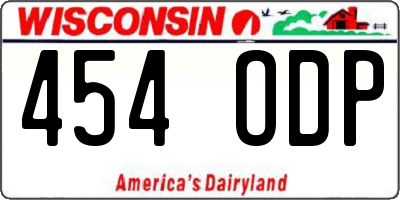 WI license plate 454ODP