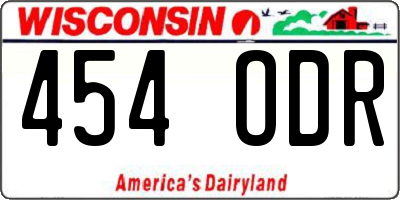 WI license plate 454ODR