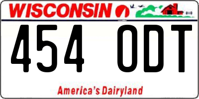 WI license plate 454ODT