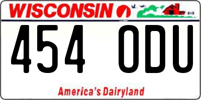 WI license plate 454ODU
