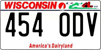 WI license plate 454ODV