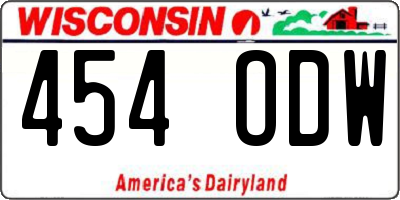 WI license plate 454ODW