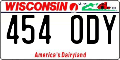 WI license plate 454ODY