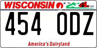 WI license plate 454ODZ
