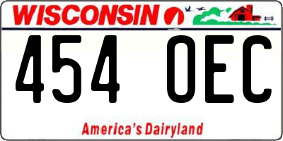 WI license plate 454OEC