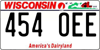 WI license plate 454OEE