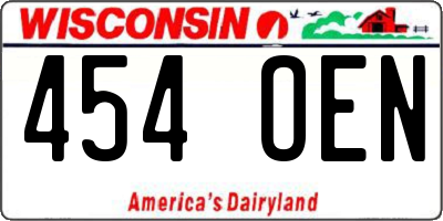 WI license plate 454OEN
