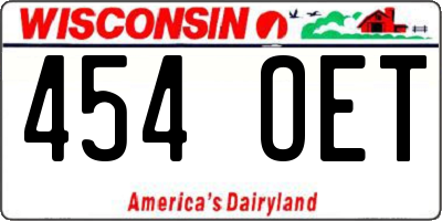 WI license plate 454OET