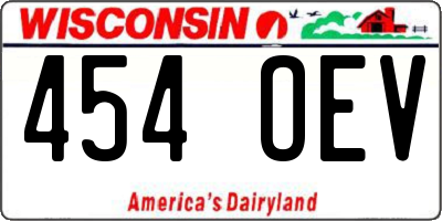 WI license plate 454OEV