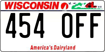 WI license plate 454OFF