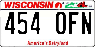WI license plate 454OFN