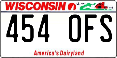 WI license plate 454OFS