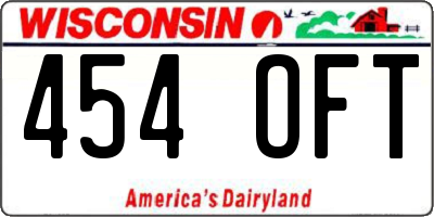 WI license plate 454OFT