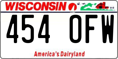 WI license plate 454OFW