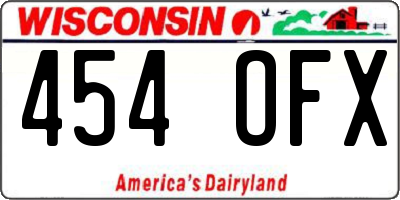 WI license plate 454OFX