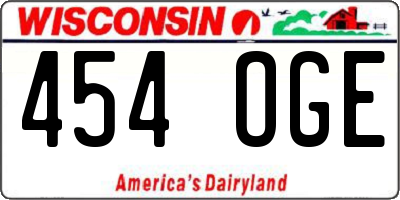 WI license plate 454OGE