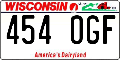 WI license plate 454OGF